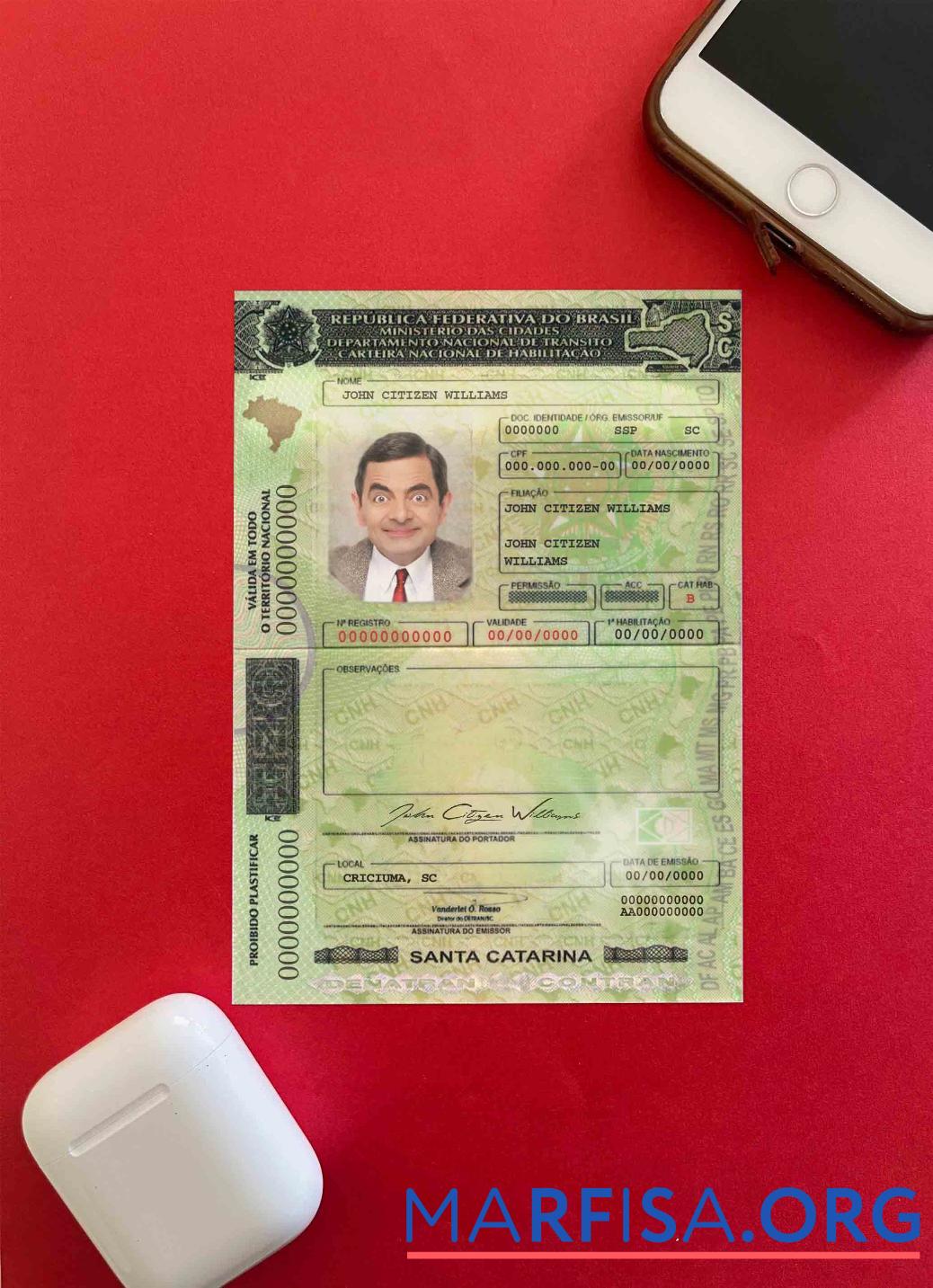 Printable Brazil DL (Santa Catarina) photolook download for verification